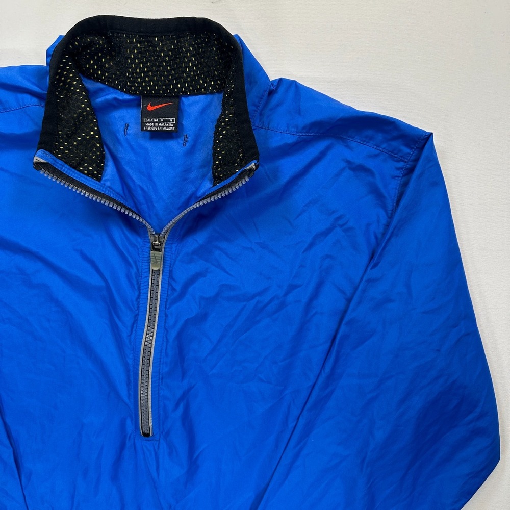 Nike Running Windbreaker Jacket Youth Large 12-14 Blue Reflective 1/4 Zip Pullvr